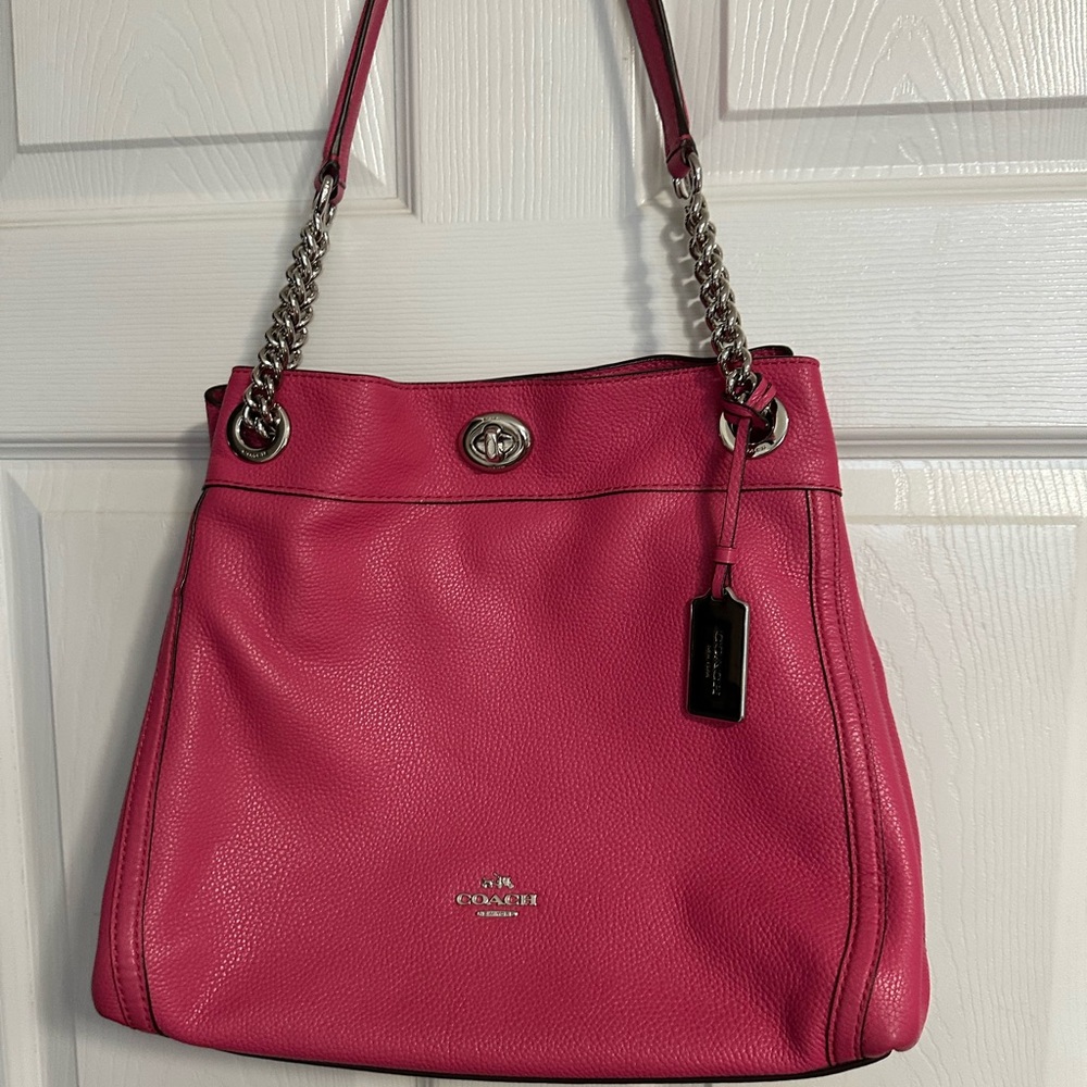 Coach Pink Leather Shoulder Bag